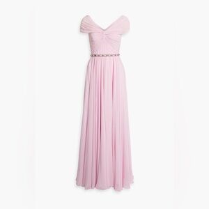 Jenny Packham New Grace Beaded Embellished Gathered Chiffon Gown Size US 8